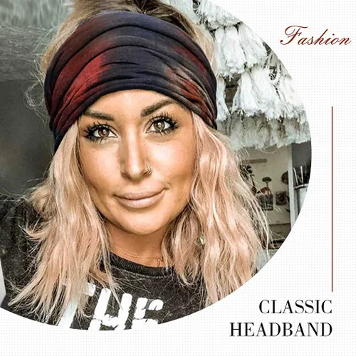 Miniatura 4 de GORTIN Diademas anchas bohemias para mujer, teñido anudado, banda gruesa antideslizante para el cabello, accesorios para el cabello, paquete de 3