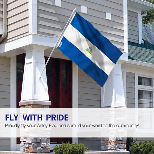 Miniatura 2 de ANLEY Fly Breeze - Bandera de Nicaragua de 3 x 5 pies, color vivo y a prueba de decoloración, cabecera de lona y doble costura, banderas nacionales