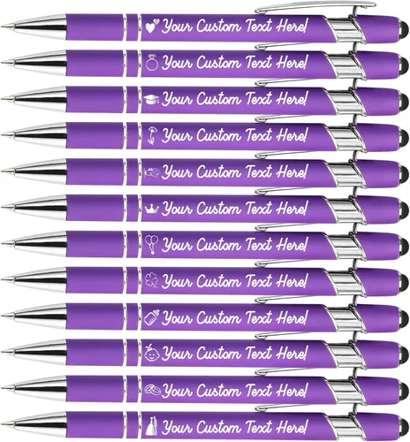 Miniatura 32 de Amlion Bolígrafos personalizados a granel, bolígrafos personalizados con lápiz capacitivo con nombre, mensaje y logotipo grabado, regalo para Rojo
