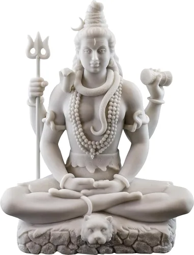 Top Collection Estatua de Shiva en Padmasana Lotus Pose, Dios hindú de destruir el mal, la ignorancia y la escultura de la muerte, figura