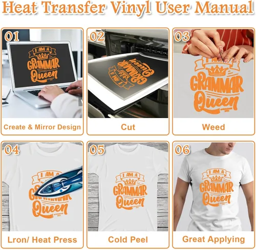 Miniatura 6 de Flasoo Rollos de vinilo de transferencia de calor, vinilo HTV para planchar de 12 pulgadas x 24 pies para camisas, compatible con todas las máquinas