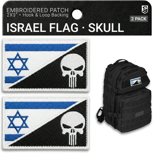 Miniatura 12 de Paquete de 2 parches de bandera de Israel con la bandera estadounidense, parches bordados de moral israelí de Estados Unidos para mochila táctica