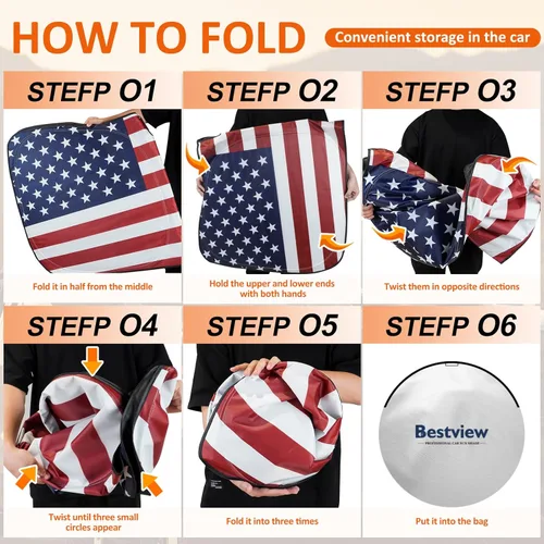 Miniatura 5 de Bestview - Parasol para parabrisas con bandera americana para Ford F-250 F-350 de 2008-2016, parasol plegable personalizado para ventana delantera