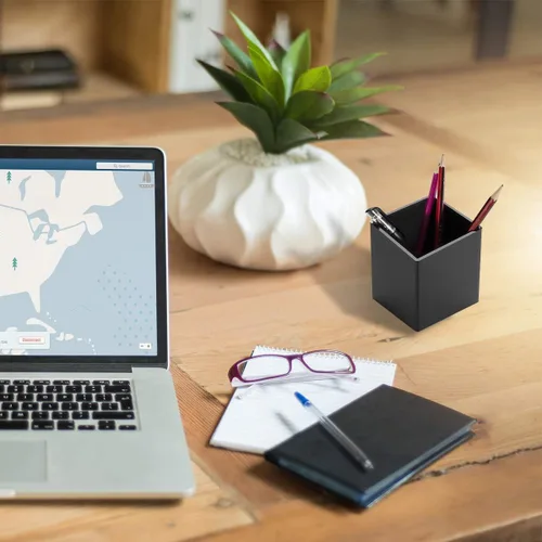 Miniatura 6 de NIUBEE Portalápices acrílico negro, paquete de 4, organizador de escritorio para lápices, accesorios de escritorio para escritorio de oficina
