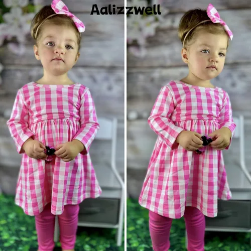 Miniatura 2 de Traje de túnica floral para niñas pequeñas para otoño e invierno