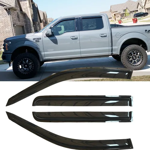 4 piezas de deflectores de viento originales a prueba de roturas para ventanas laterales para F-150 15-24, juegos de protectores de lluvia con