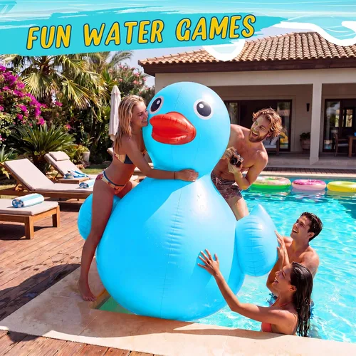 Miniatura 5 de Hungdao Pato inflable gigante de 5 pies, enorme pato de goma, flotador inflable de piscina para adultos, verano, playa, piscina, decoración de fiesta