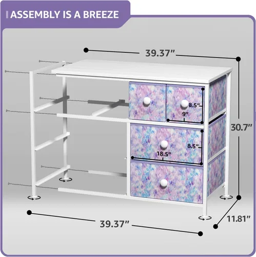 Miniatura 3 de Sorbus Cómoda de tela para dormitorio de niños, cómoda de 8 cajones, torre de almacenamiento, organizador de ropa, para armario, para sala