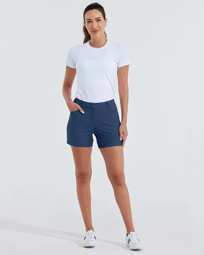 Miniatura 25 de Willit Pantalones cortos de golf de 4.5 pulgadas para mujer, de secado rápido, casuales, con bolsillos, resistentes al agua
