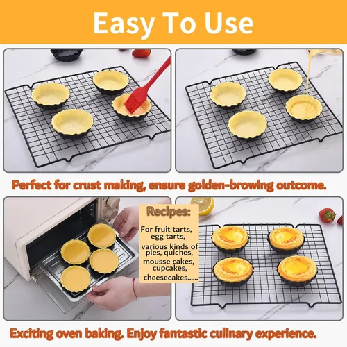 Miniatura 4 de DATANYA Mini Sartenes para Tartas con Fondo Extraíble de 3 Pulgadas, Molde para Tartas de Quiche de Acero al Carbono Antiadherente de 0.8 Pulgadas