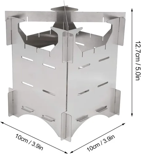 Miniatura 6 de Estufa de leña, portátil de acero inoxidable plegable para mochileros, mini cocina para acampar al aire libre, viajes, senderismo, picnic, comedor