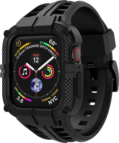 Miniatura 17 de Correa resistente para Apple Watch Series 9 de 45 mm, 44 mm, 42 mm, SE 9/8/7/6/5/4/3 para hombres, Negro, 41 mm/40 mm/38 mm, Deportes