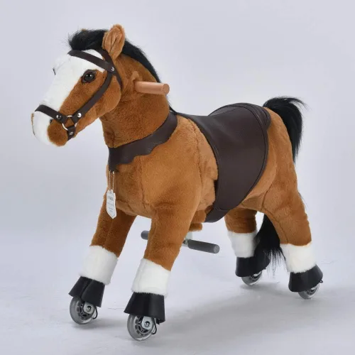 Miniatura 4 de UFREE Paseo en caballo, juguete de caballo para montar, caballo mecánico, animal de peluche, cola y melena negras, edad 3-6