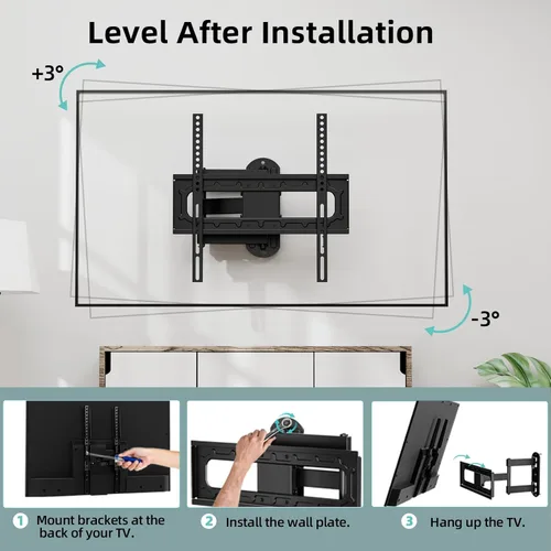 Miniatura 5 de HCMOUNTING Soporte de pared para TV al aire libre de movimiento completo resistente a la intemperie para televisores planos/curvados de 26-65