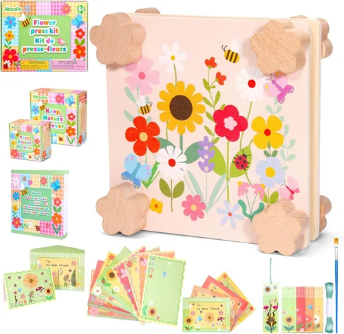 Aboofx Creativity - Kit de arte de flores prensadas para niños, kit de prensa de flores pequeñas para manualidades de flores prensadas y prensado de