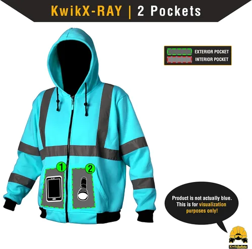 Miniatura 7 de KwikSafety - Charlotte, NC - Sudadera de forro polar de seguridad para hombres Chaqueta reflectante de alta visibilidad y PPE, ligera Amarillo
