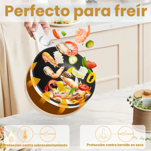 Miniatura 2 de Dezin Olla Caliente Eléctrica Mejorada, Sartén Antiadherente, Olla Eléctrica Rápida para Fideos, Olla Caliente Portátil Mini de 1.5L para Bistec