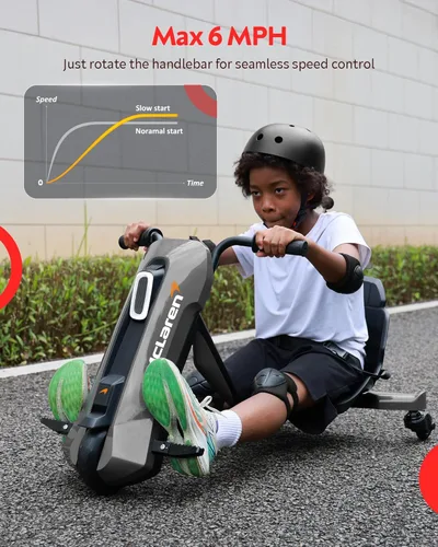 Miniatura 5 de Go Kart eléctrico con licencia McLaren para niños, cambio de carro de deriva de 24 V, giro de 360°, agarre giratorio continuo, máximo 6 MPH, 3