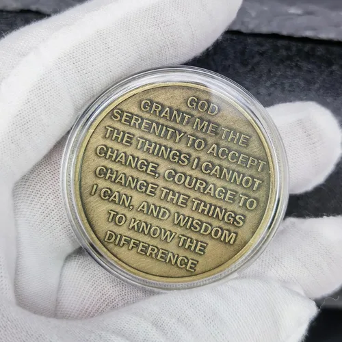 Miniatura 2 de Phoenix Rising Lucky Coin - Moneda de oración de serenidad y sobriedad, regalos sobrios para hombres o mujeres, medallón AA de recuperación