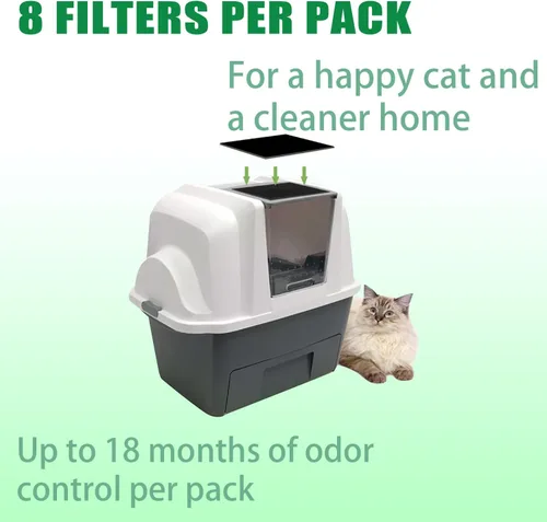 Miniatura 5 de Lubise 8 filtros de carbón de 0.4 pulgadas compatibles con caja de arena Van Ness para gatos, filtros de olor de repuesto de carbón activado de alta