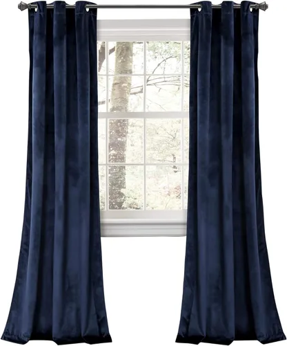 Miniatura 28 de Lush Decor Prima Velvet Sólido - Par de paneles de cortinas para ventana con ojales de filtrado de luz, 95" L x 38" A, Negro