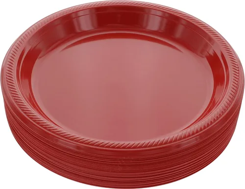 Miniatura 10 de Amcrate Platos desechables de plástico, negro, 10.4 pulgadas, fuertes y resistentes para fiestas, cenas, vacaciones, picnic, viajes, paquete de 50