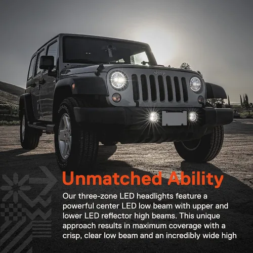 Miniatura 3 de TRUE MODS Faros LED de 7 pulgadas H6024 + luces antiniebla de 4 pulgadas para Jeep Wrangler JK Unlimited JKU Accesorios 2007-2018