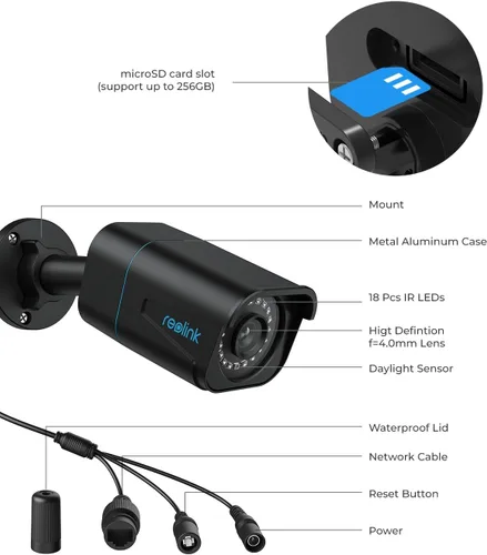 Miniatura 9 de REOLINK Cámara IP PoE de seguridad 4K/8MP, vigilancia exterior en interiores, detección de seres humanos/vehículos/mascotas, visión nocturna IR