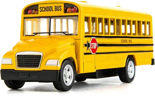 BDTCTK Autos de juguete de autobús escolar amarillo fundido a presión para niños, automóvil de 5 pulgadas con puertas de apertura y neumáticos de