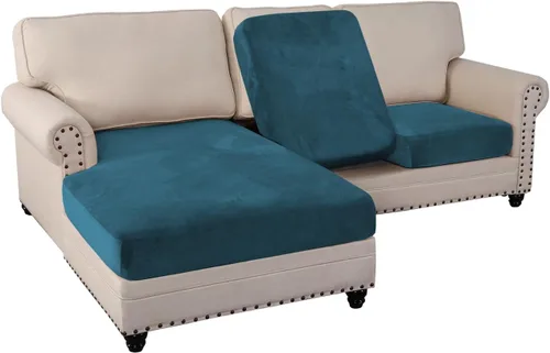 PrinceDeco Fundas de sofá seccional de 3 piezas, fundas de sofá de terciopelo en forma de L, fundas de sofá suaves para sofá seccional, funda de