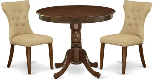 Miniatura 17 de East West Furniture ANGA3-ABK-24 - Juego de comedor de 3 piezas para espacios pequeños que contiene una mesa de cocina redonda con pedestal y 2