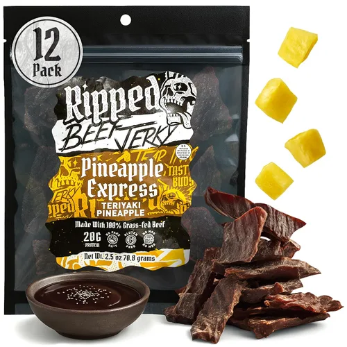 Miniatura 9 de Ripped Beef Jerky - 100% carne de res alimentada con pasto, 20g de proteína, ingredientes reales, sin gluten, sin MSG, hecho en EE. UU.