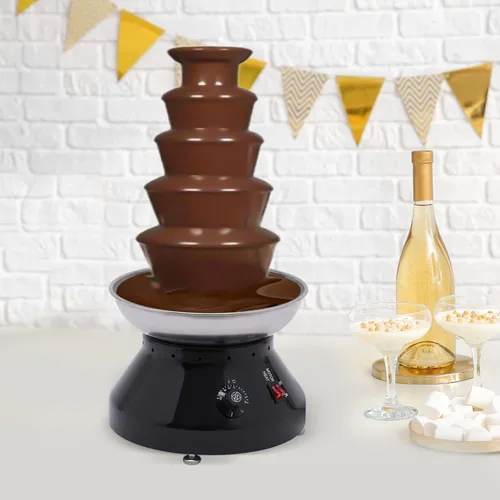 Miniatura 3 de Fuente de chocolate comercial para fondue de chocolate caliente, torre de 5 niveles, 7 libras, gran capacidad, máquina de calentamiento de fusión
