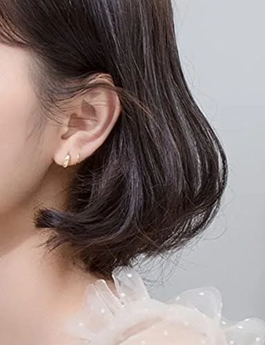 Miniatura 3 de Women's Stud Earrings Cross Chain Earrings Zircon Geometry Silver Earrings with S925 Silver Needle 14K Gold Plated Small Simple Spiral Thread