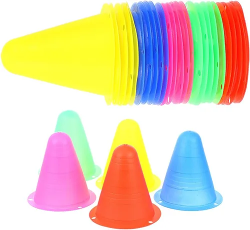Alasum 30 conos coloridos huecos de patinaje con parte inferior plana para entrenamiento de agilidad, conos deportivos ligeros portátiles para