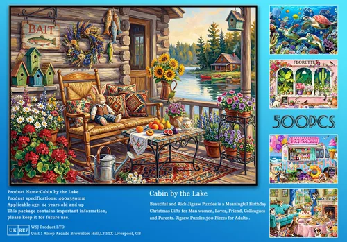 Miniatura 7 de HUADADA 500 Piece Puzzles for Adults - Cabin by the Lake - Jigsaw Puzzles for Adults 500 Piece Educational Games Premium Rustic Scenery Puzzle for