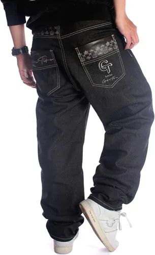 Miniatura 4 de Y2K Jeans - Pantalones de mezclilla para hombre, estilo hip hop, estilo vintage, bordados, estilo gótico, recto, holgados, pierna ancha