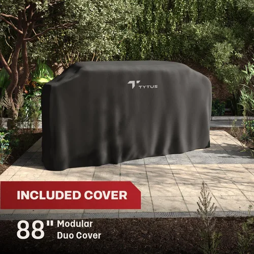 Miniatura 11 de Tytus Anaheim 4-Burner Gas Grill with Prep Cart and Charcoal Grill + Cover, Light, Griddle Insert - Modular Outdoor Kitchen, Quick Assembly, Outdoor