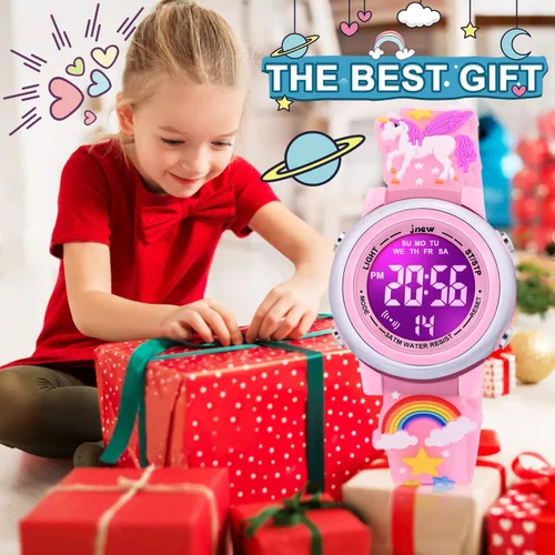 Miniatura 6 de Relojes impermeables de dibujos animados 3D para niñas con alarma, los mejores regalos de juguetes para niñas de 3 a 12 años