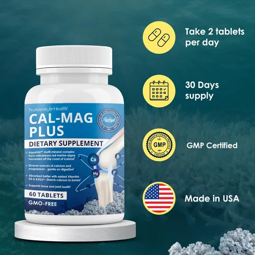 Miniatura 4 de Rawleigh Calcio y magnesio con algas marinas Aquamin – Complejo multimineral con vitamina D3, K2, boro y fósforo Apoya la función de huesos