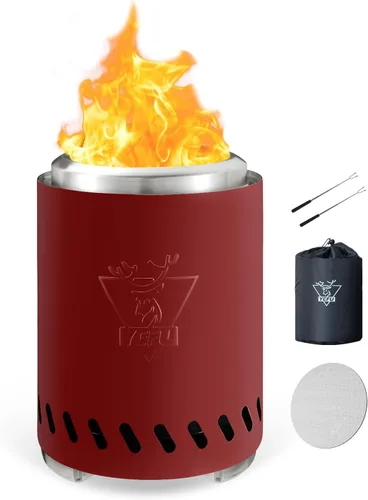Miniatura 19 de YEFU Hoguera de mesa portátil: estufa de bajo humo para exteriores y patio, fogata de mesa de combustión segura alimentada por pellets y madera