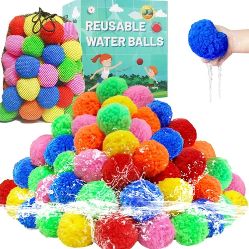 Miniatura 7 de 60 Piezas Pelotas de Agua Reutilizables, Globos de Agua Reutilizables para Juguetes y Juegos al Aire Libre, Juguetes de Agua para Niños y Adultos