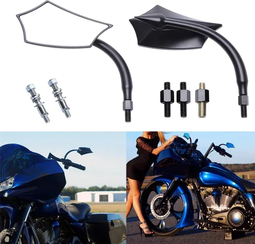 JMTBNO Espejos retrovisores traseros negros de 8 mm para motocicletas Fits para Road King, Street Glide, Softail, Electra Glide, Road Glide, Dyna