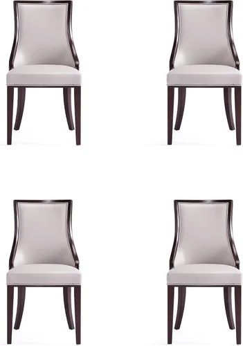 Miniatura 14 de Manhattan Comfort Grand - Silla de comedor de piel sintética con brazos, asiento acolchado con respaldo de ala, costuras rectangulares finas y marco