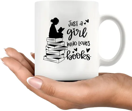 Miniatura 8 de Panvola Just A Girl Who Loves Books Book Lover Gift For Woman Reader Librarian Mug Bookworm Bibliophile Novedoso Vaso de Cerámica Café 11 oz Blanco