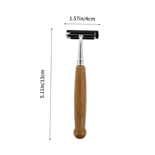 Miniatura 2 de balacoo 4 unids hombres tradicional mango de bambú afeitar afeitar acero inoxidable herramienta de peluquería para afeitar suave