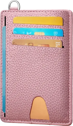 Miniatura 14 de Mayski Cartera delgada minimalista, soporte para tarjetas de crédito para mujeres y hombres, estuches para tarjetas con bloqueo RFID en el bolsillo