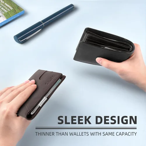 Miniatura 9 de Zitahli - Billeteras delgadas RFID para hombres, billetera de cuero flexible con clip de dinero, cartera minimalista con bolsillo frontal