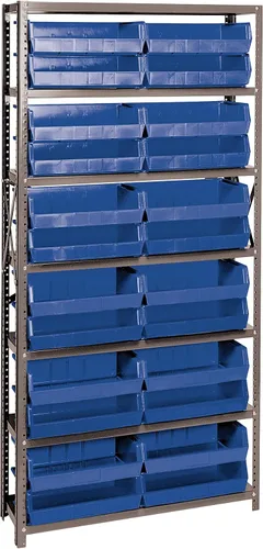 Miniatura 297 de Quantum QSBU-245BK Heavy Duty Shelving Unit with (7) Shelves and (24) QUS245 Black Bins for Garage Warehouse Storage Distribution 400 lb Load