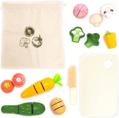 UMU® Juego de verduras de corte – Accesorio de cocina de madera para jugar, multiusos, accesorios de juego de simulación, juguetes de madera para